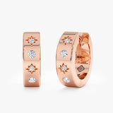 Rose Gold Diamond Full Moon Starburst Hoops