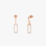 Pair of 14k solid rose gold chain link hanging earrings