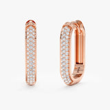 Rose Gold U Shape Thick Diamond Hoop earrings