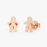 Handcrafted pair of solid 14k Rose Gold Boy Silhouette stud Earrings