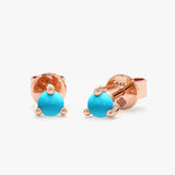 handcrafted solid 14k solid Rose Gold Turquoise Stud Earrings