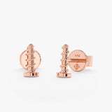 Pair of handcrafted 14k solid Rose Gold Handmade Screw Earrings