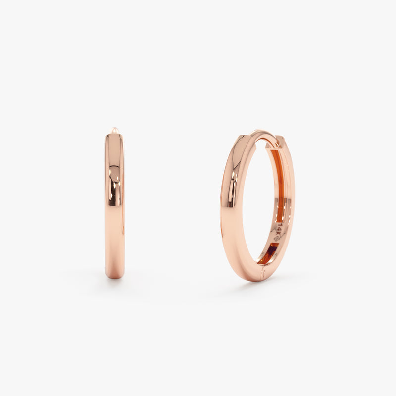 handmade 14k solid Rose Gold Huggie hoop Earrings