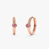 Pair of handmade Rose Gold Pink Tourmaline Huggies