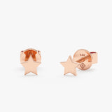 handcrafted 14k solid Rose Gold Mini Star Stud Earrings