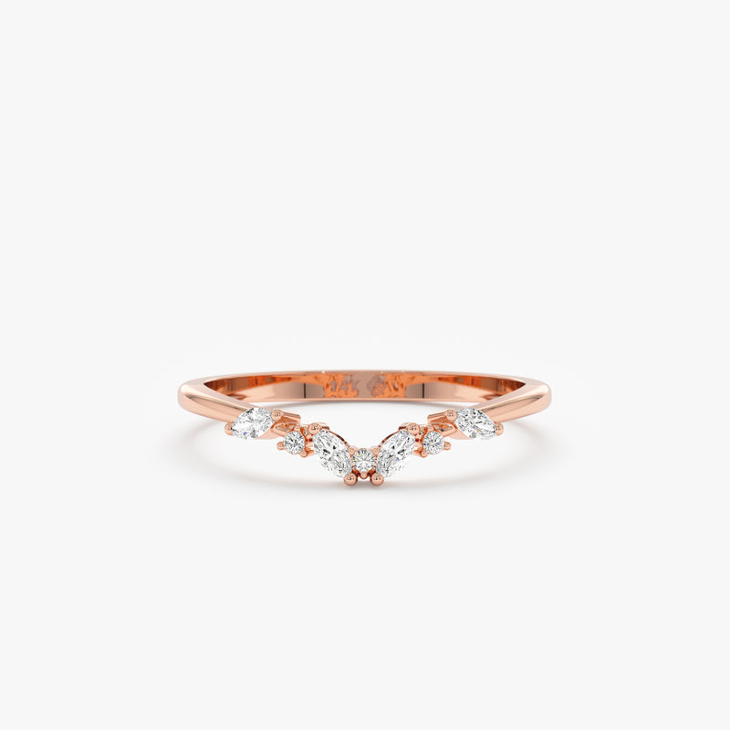 rose gold natural round and marquise diamonds