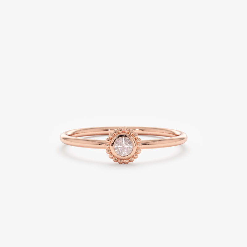 Rose Gold Art Deco Quartz Ring
