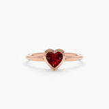 Rose Gold Heart Garnet Ring