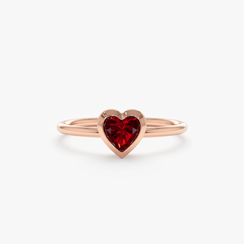 Rose Gold Heart Garnet Ring