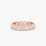 rose gold baguette natural diamond ring
