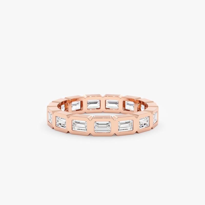 rose gold baguette natural diamond ring