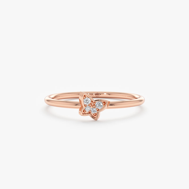 Diamond Rose Gold Butterfly Ring