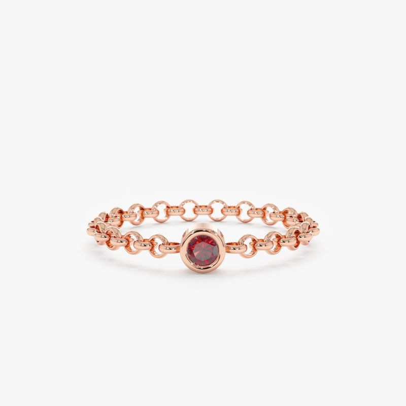 14k rose gold red gemstone ring