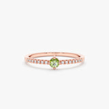 Rose Gold Diamond Peridot Ring