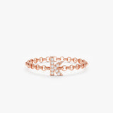 Rose Gold Diamond Initial Chain Ring