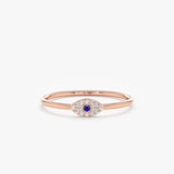 Rose Gold Sapphire Diamond Evil Eye Ring
