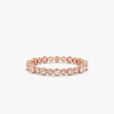 Rose Gold Diamond Alternating Bezel Ring