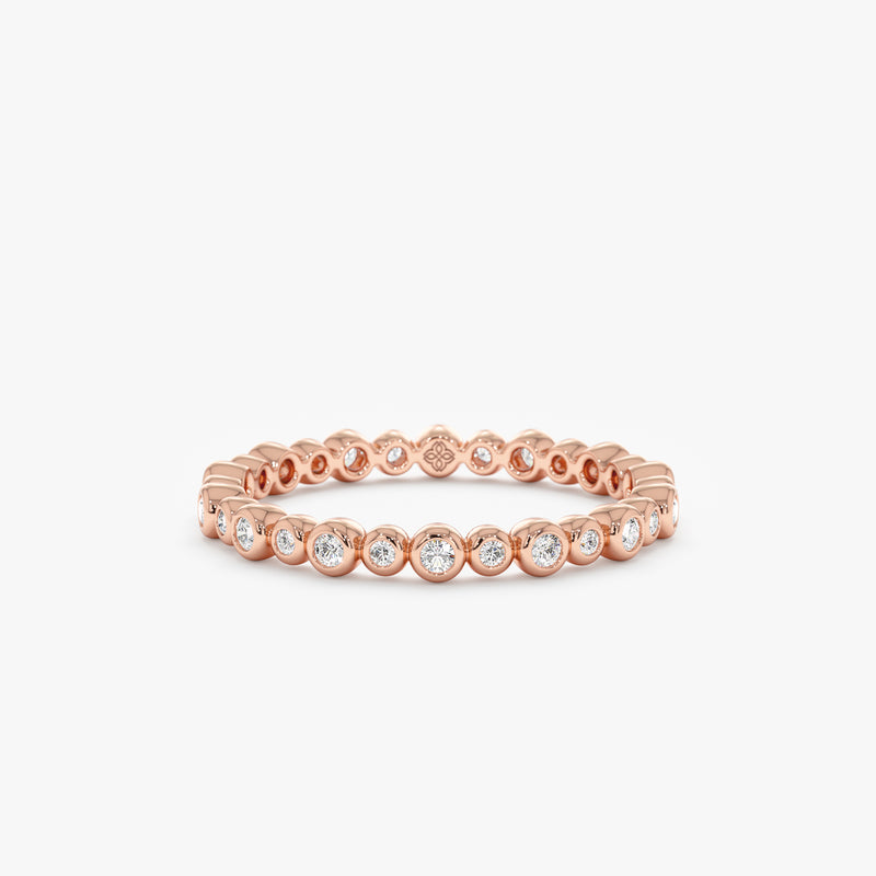 Rose Gold Diamond Alternating Bezel Ring