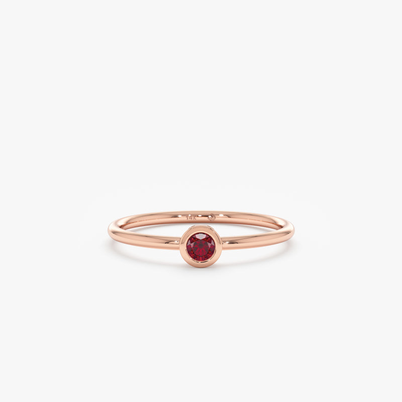 Rose Gold Handmade Ruby Bezel Ring