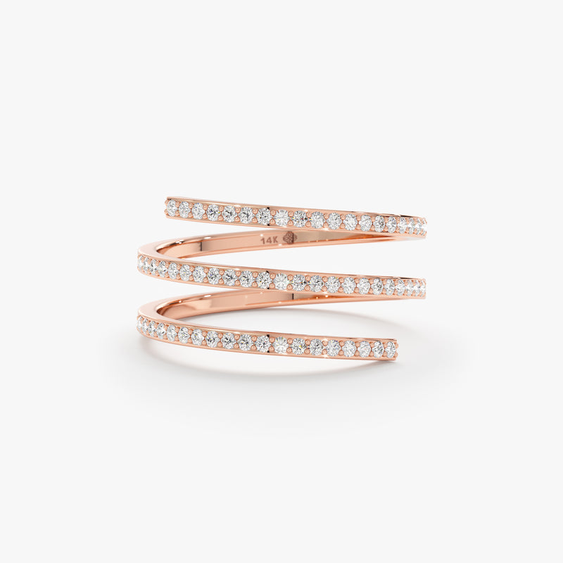 Rose Gold Diamond Spiral Ring