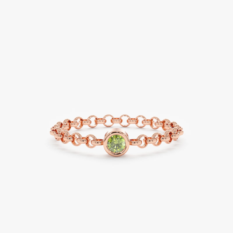 Rose Gold Peridot Chain Ring