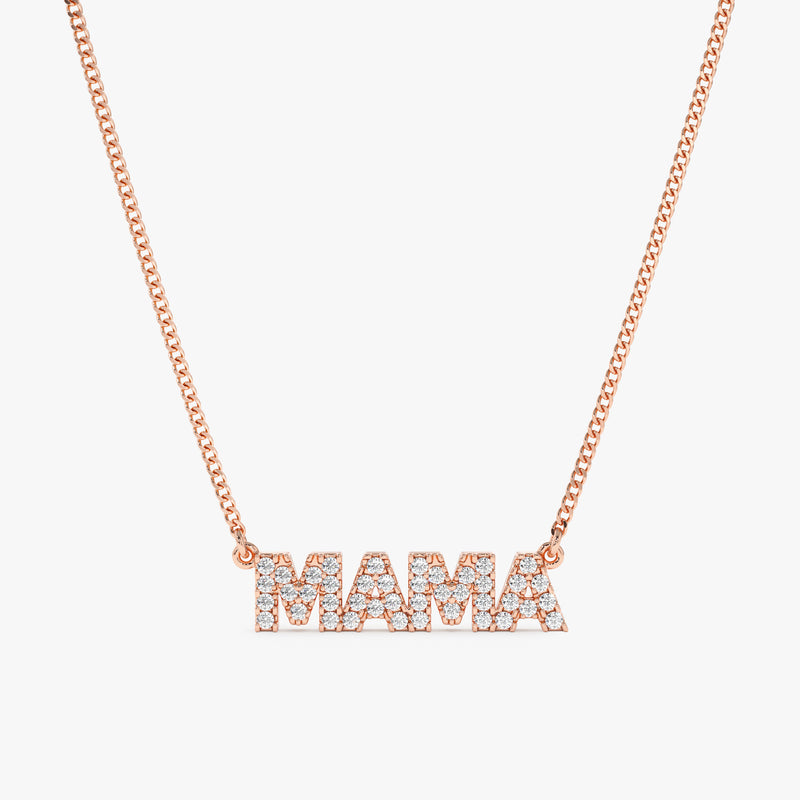 rose gold natural diamond cuban chain necklace with custom name