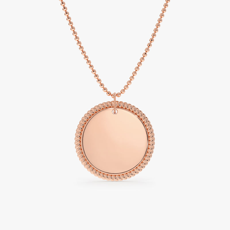 rose gold handmade custom name disc pendant necklace
