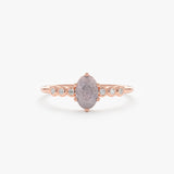 Rose gold diamond labradorite statement ring