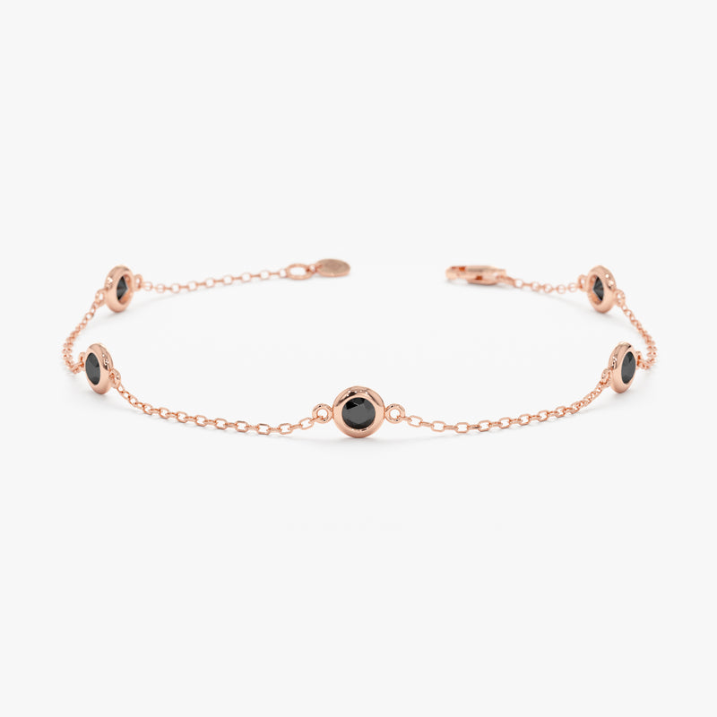 Rose Gold black diamond station Bracelet