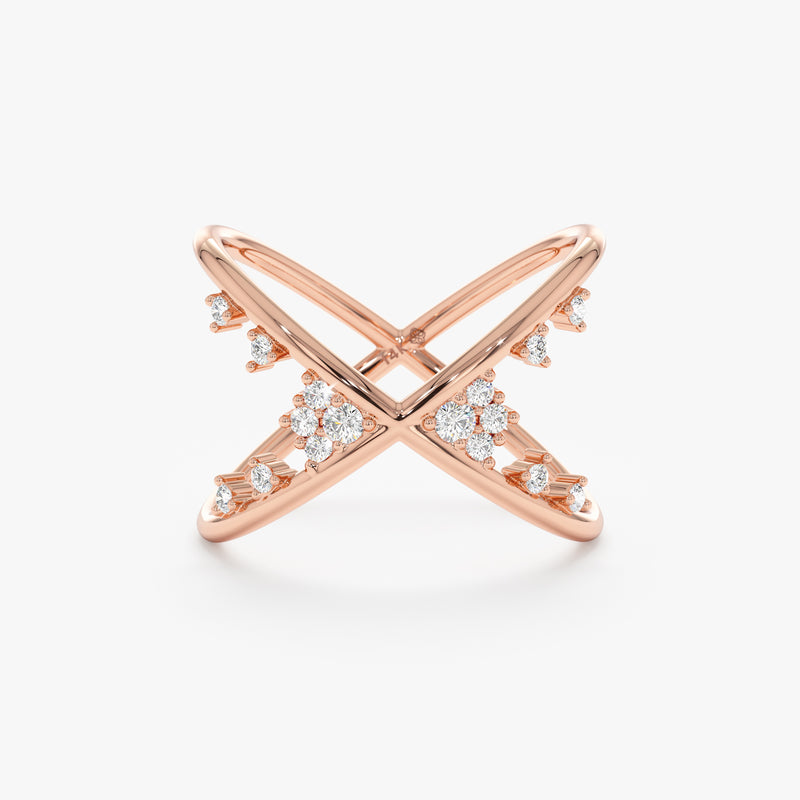 Rose Gold Diamond Crossover Ring