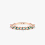 Rose Gold Emerald Half Eternity Band