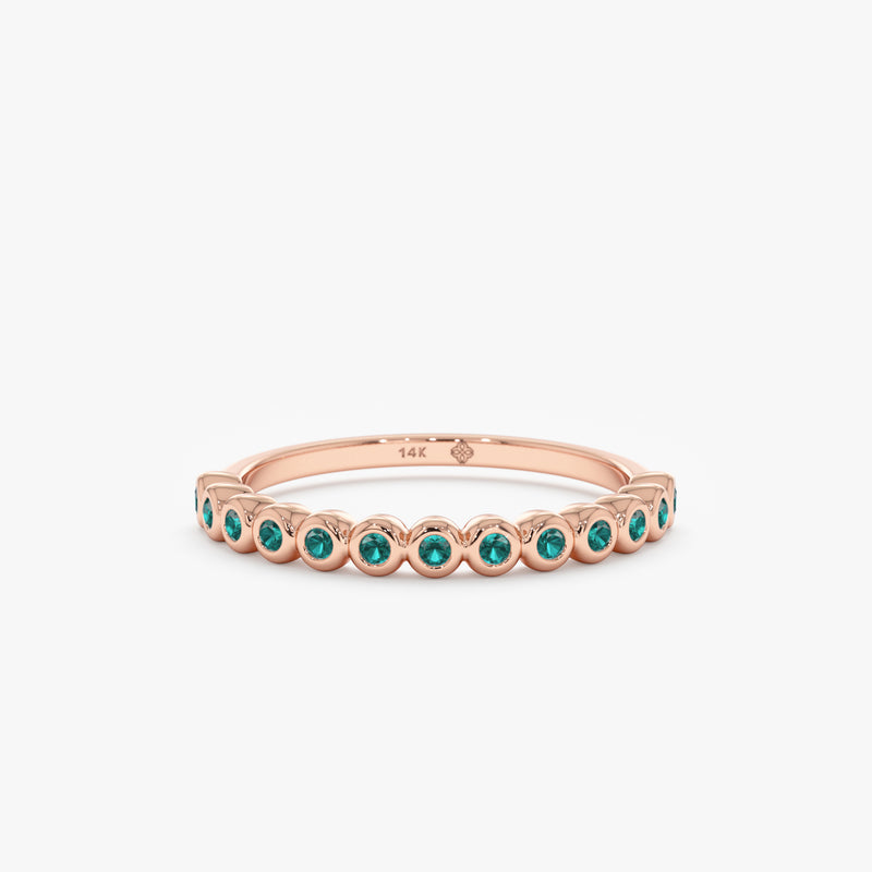 Rose Gold Emerald Half Eternity Band