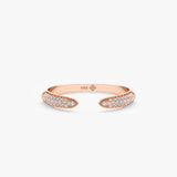 Rose gold diamond open cuff ring