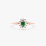 Rose Gold Emerald Diamond Ring
