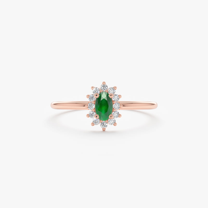 Rose Gold Emerald Diamond Ring