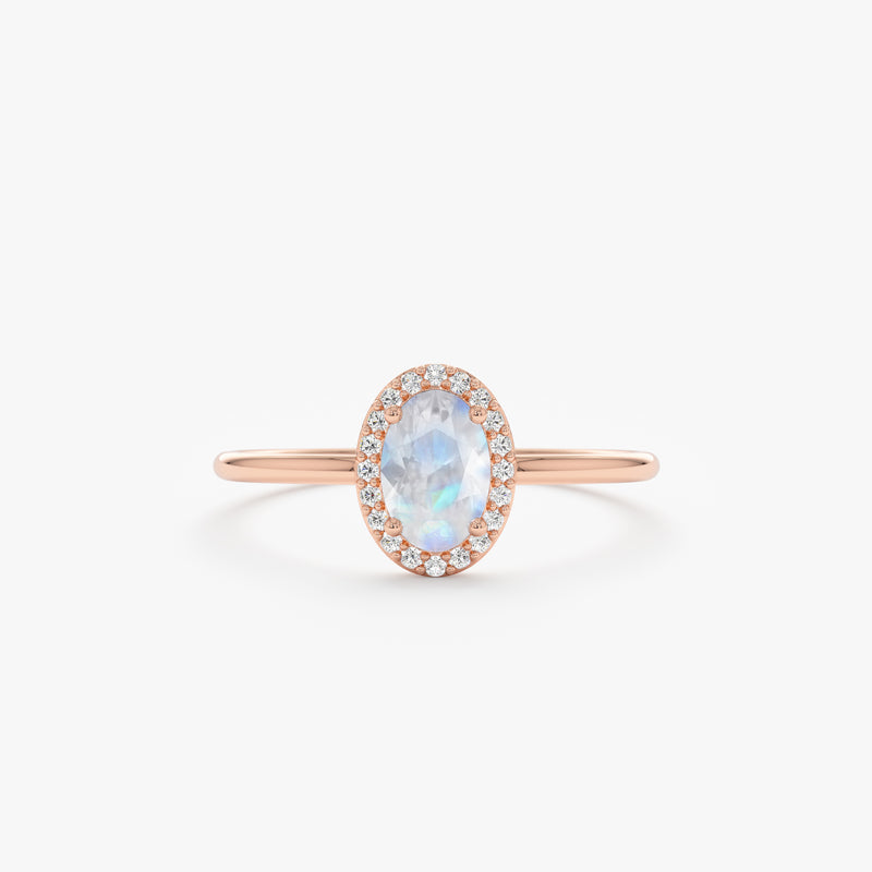 Rose gold moonstone ring
