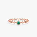 Rose Gold Emerald Chain Ring