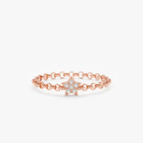 Rose Gold Diamond Star Chain Ring
