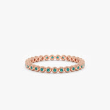 Rose Gold Bezel Emerald Eternity Band
