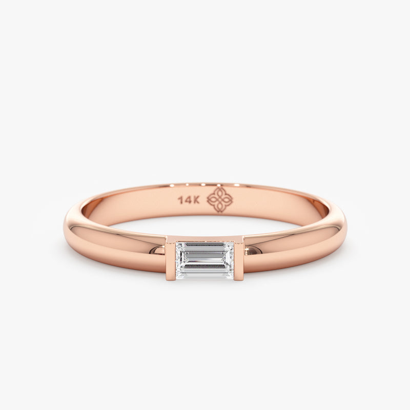 Handmade Rose Gold Baguette Ring