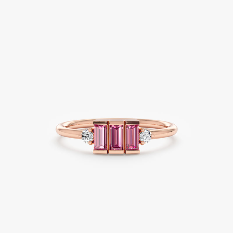 Rose Gold Pink Sapphire and Diamond Ring