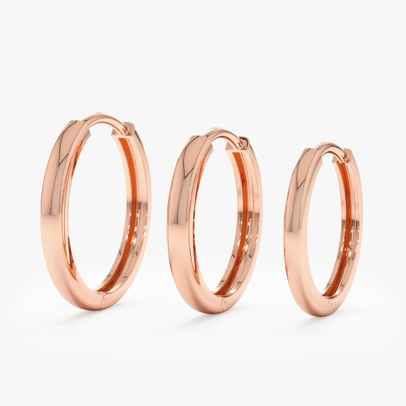 Handmade 14k Solid Rose Gold Hoop earrings