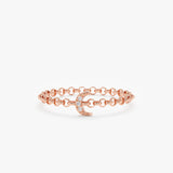 Rose Gold Diamond Moon Chain Ring