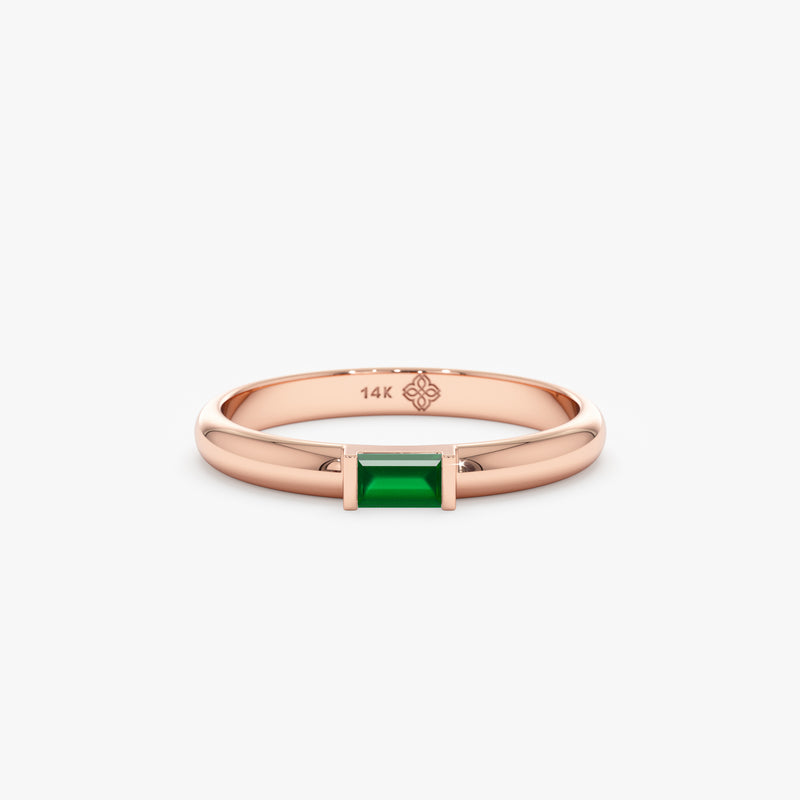 Rose Gold Emerald Dome Ring