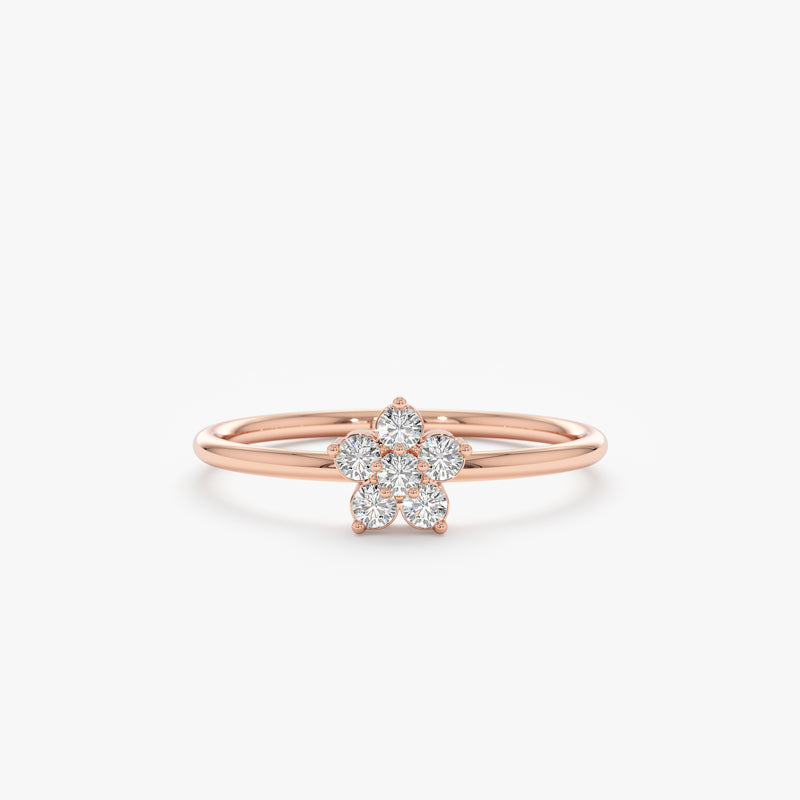 Rose Gold Diamond Flower Ring