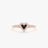 Rose Gold Diamond Enamel Heart Ring