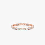 Rose Gold Round Baguette Diamond Ring 