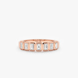 Solid Rose Gold Baguette Half Eternity Band