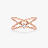 Dainty Diamond Rose Gold X Ring