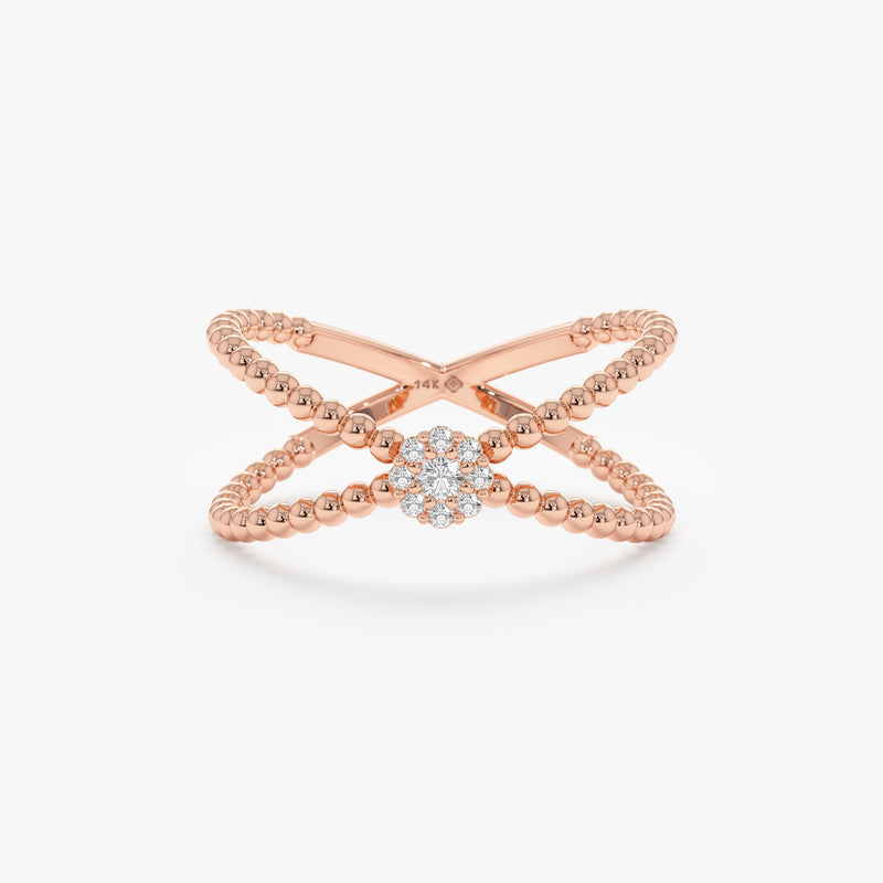 Dainty Diamond Rose Gold X Ring